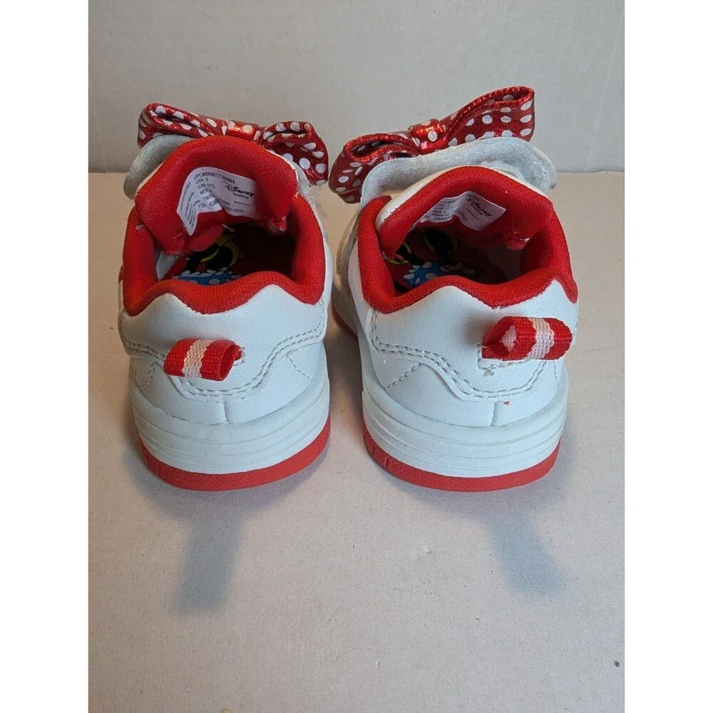 Minnie Mouse Disney Shoes Size 2 Toddler Canvas White And Red Bow Sparkles